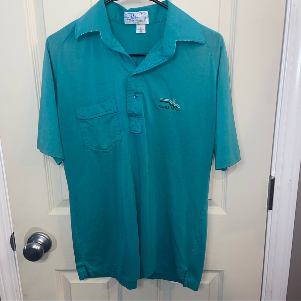 Pickering vintage mens polo Pebble Beach golf medium green